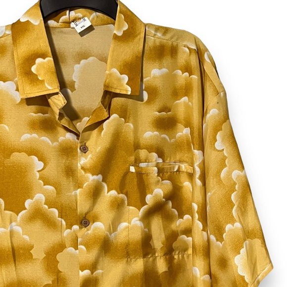 Vintage Creations Hawaiian Shirt Mens XXL Yellow Palm Tree Lightweight Polyester - Picture 2 of 9